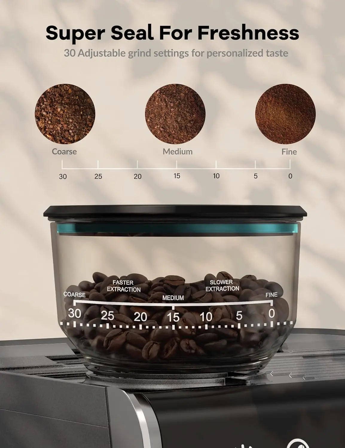 Semi-Automatic Espresso Maker with Grinder for Latte Cappuccino