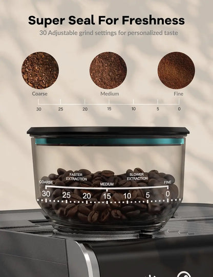 Semi-Automatic Espresso Maker with Grinder for Latte Cappuccino