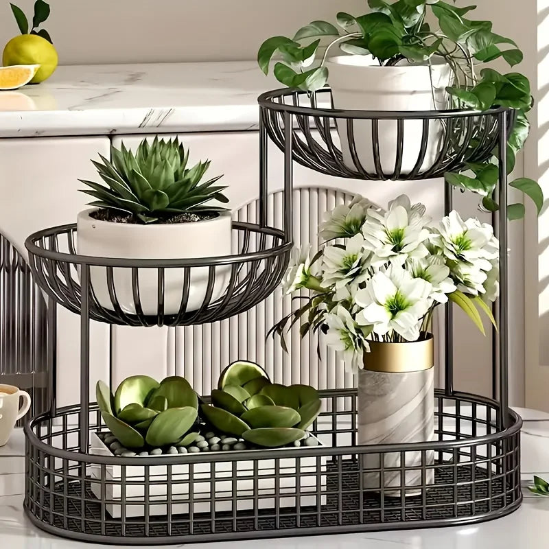 3-Tier Fruit Basket Stand – Durable Metal Cake Display Rack, Party