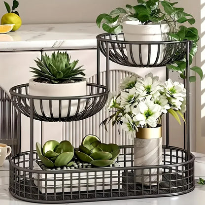 3-Tier Fruit Basket Stand – Durable Metal Cake Display Rack, Party