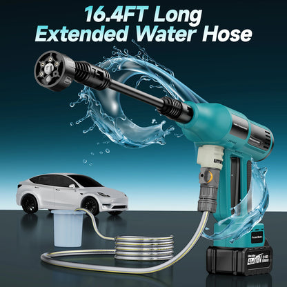 Cordless Pressure Washer, 6-in-1 Nozzle 700PIS Handheld Portable Battery & Charger for Car