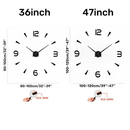 Large 3D Wall Clock Luminous Classic Wall DIY Digital Wall Stickers