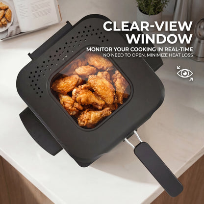 Electric Deep Fryer with Temp Control, Removable Lid with Odor Filter and Viewing Window