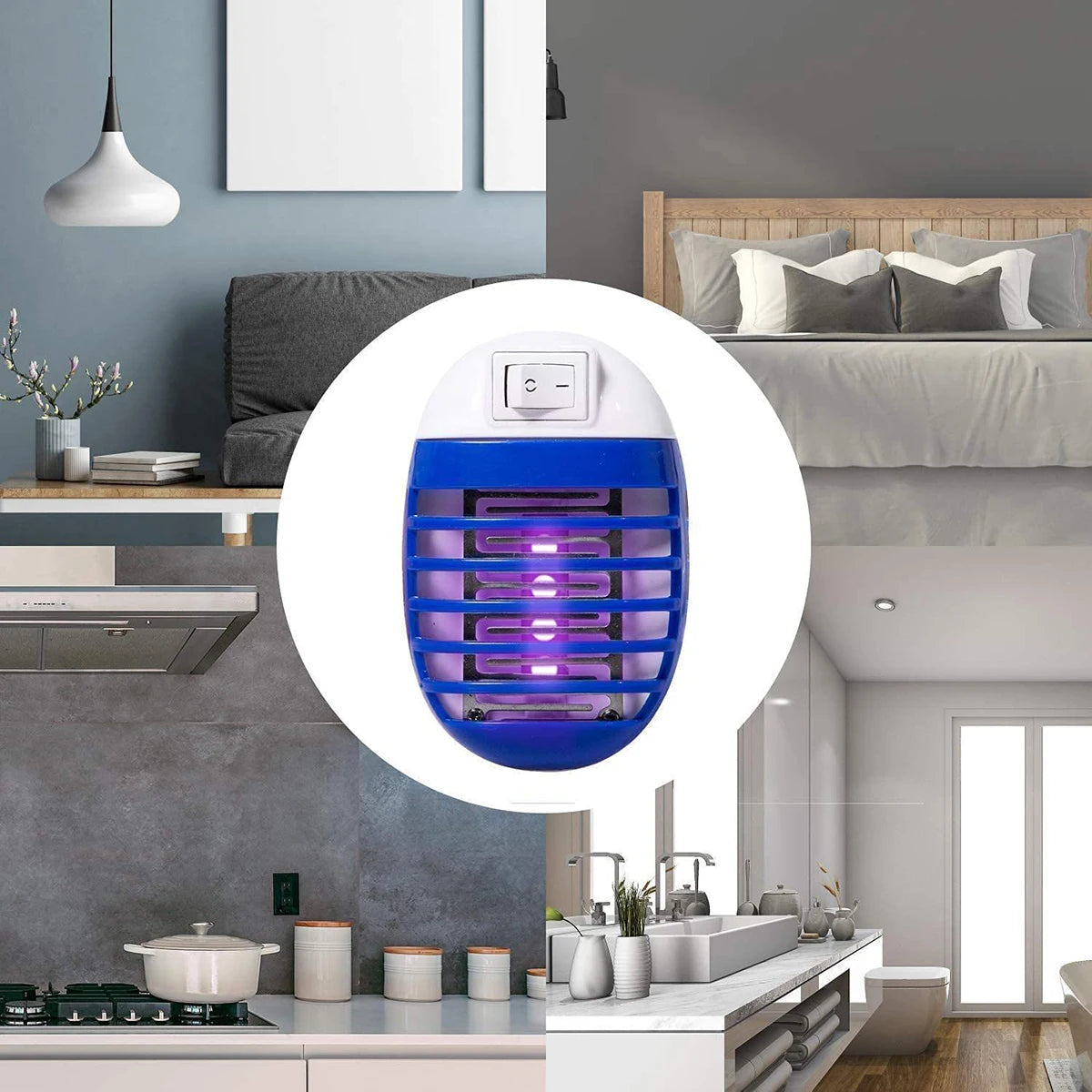 2Pcs LED Socket Electric Mosquito Fly Bug Insect Trap Killer Night Lamp