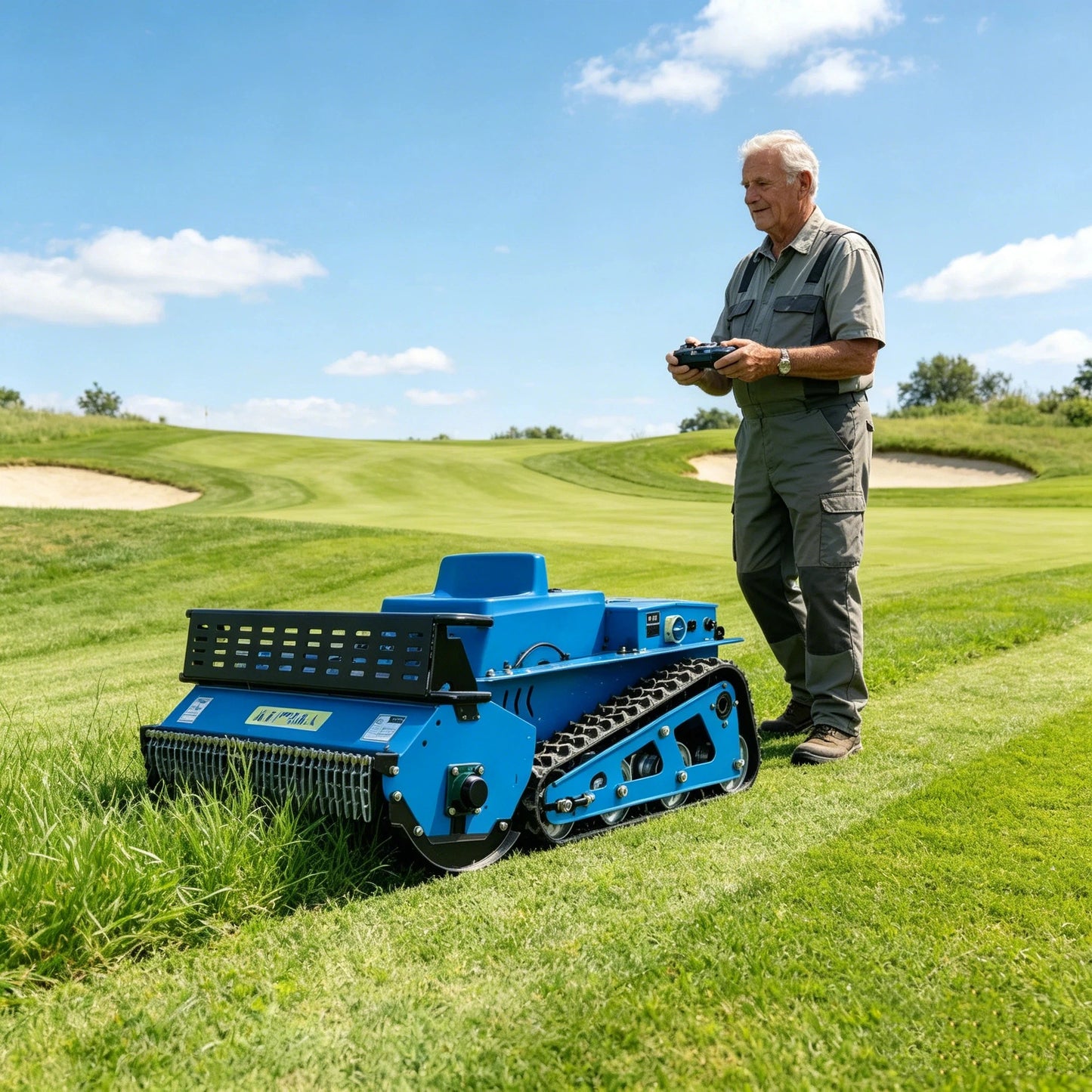 Customized Durable Diesel Lawn Mower Tracked Remote Control Low Noise Long Service Approved Thick Blades