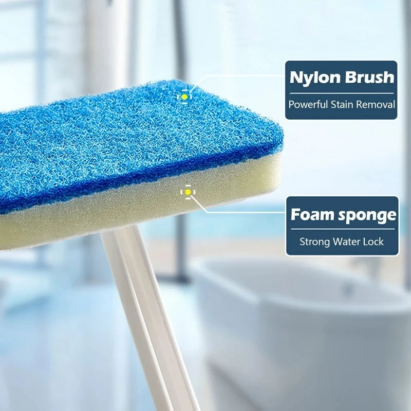 Bathroom Sponge Cleaning Brush Multi-Functional Tool Long Handle Removable Brush