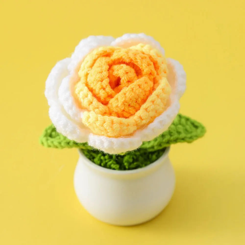 Hand-knitted Sunflower Tulip Crochet Flowers Potting