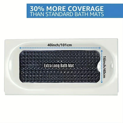 1Pc non-slip shower mat bathtub mat with drain holes and suction cups machine washable