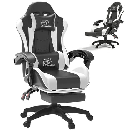 Computer Gaming Leather Office Chairs with Footrest, Back Recliner Height Adjustable