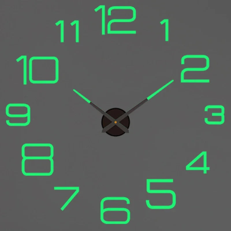 Large 3D Wall Clock Luminous Classic Wall DIY Digital Wall Stickers