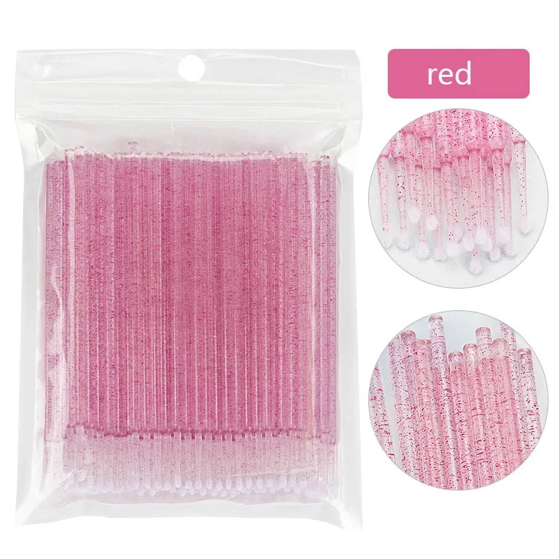 100Pcs Eyelash Cleaning Brush Lash Extension Micro Cotton Swab Individual Eyelashes