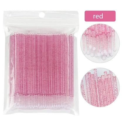 100Pcs Eyelash Cleaning Brush Lash Extension Micro Cotton Swab Individual Eyelashes