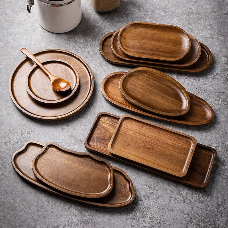 Creative Wooden Serving Tray - Multi-Functional Coffee Coaster & Plate,