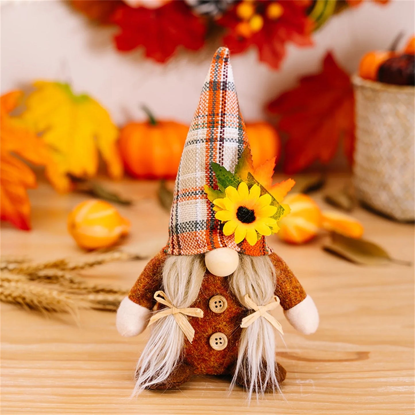 Fall Gnome Sunflower Maple Doll Harvest Autumn Elf Dwarf Plush Faceless Dolls Ornaments