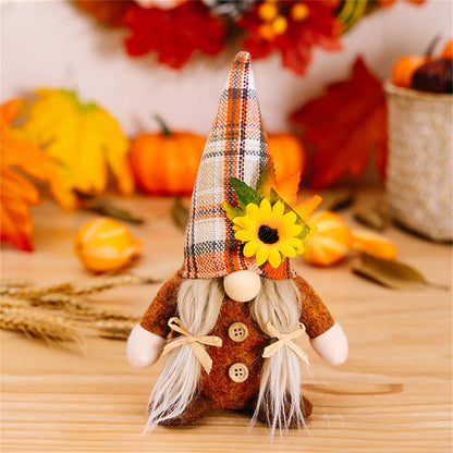 Fall Gnome Sunflower Maple Doll Harvest Autumn Elf Dwarf Plush Faceless Dolls Ornaments