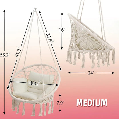 Hanging Swing Chair with Thick Cushion for Bedroom and Porch