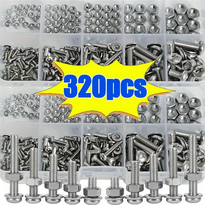 Hex Nuts and Bolt Set - 320 pieces/120 pieces, durable M2 - M5 metric size, universal hardware kit