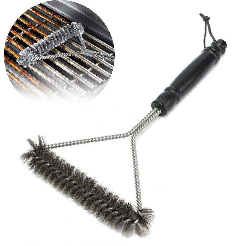 Barbecue Grill Brush Clean Tool Stainless Steel Bristles Non-stick Cleaning Brushes