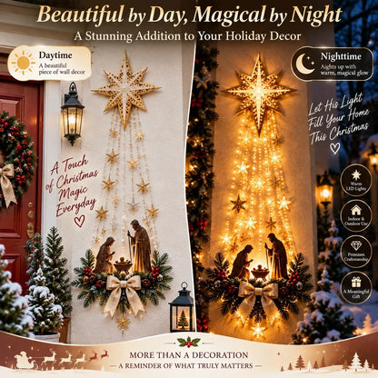 Christmas Lighted Nativity Wall Ornament LED Glowing Hanging Decoration