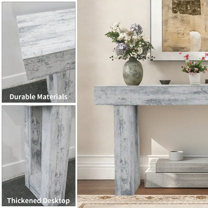 63-inch Modern Farmhouse Console Table and Scratch-Resistant Wooden Furniture