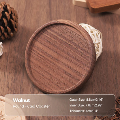 Wood Coaster Round Square Beech Wood Cup Mat Durable Heat Resistant Pad Placemats 8.8cm/3.46in