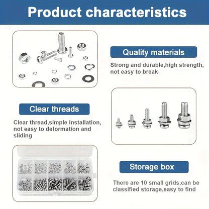Hex Nuts and Bolt Set - 320 pieces/120 pieces, durable M2 - M5 metric size, universal hardware kit