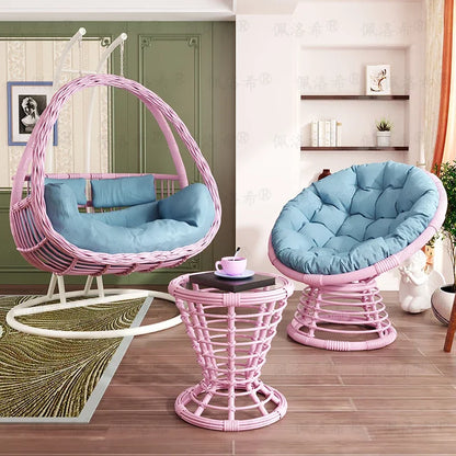 Hanging basket rattan courtyard double swing lazy chair