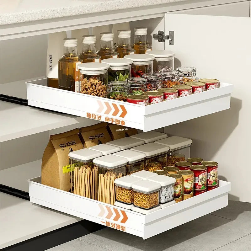 Heavy-Duty No-Drill Magic Tray Slide-Out Organizer for Cabinets