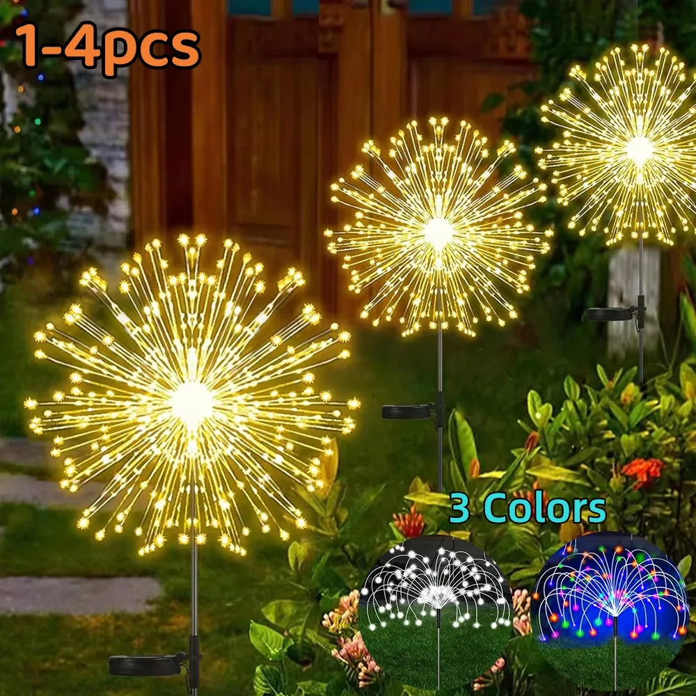 Solar Firework Outdoor Waterproof Solar 8 Lighting Modes Fairy String Light