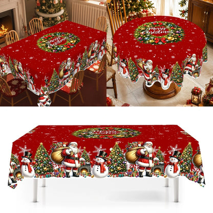Thick Tablecloth Santa Claus Wreath Pattern Table Cover