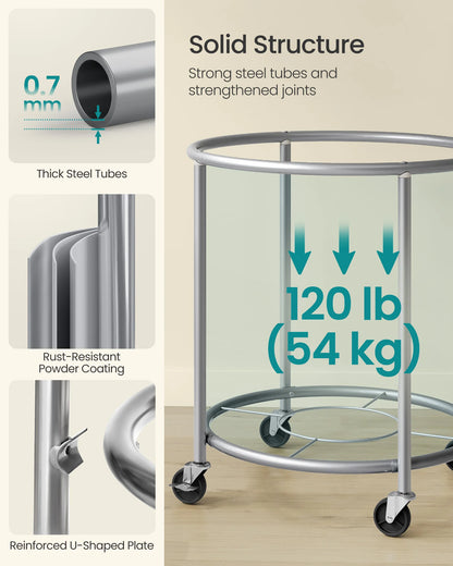 Laundry Basket with Wheels, Rolling Round Heavy-Duty Laundry Hamper Cart with Steel Frame