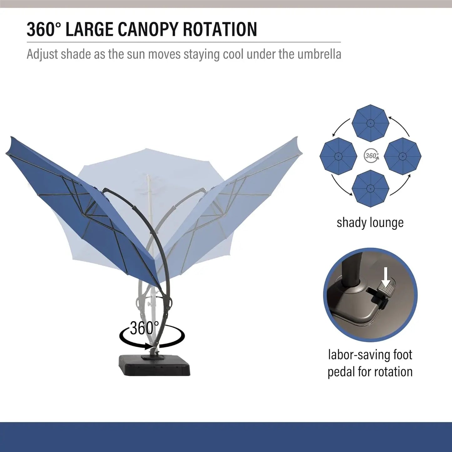Outdoor Patio Umbrella with Base Included, 11ft Large Sunshade Cantilever Umbrella Deluxe Curvy Aluminum