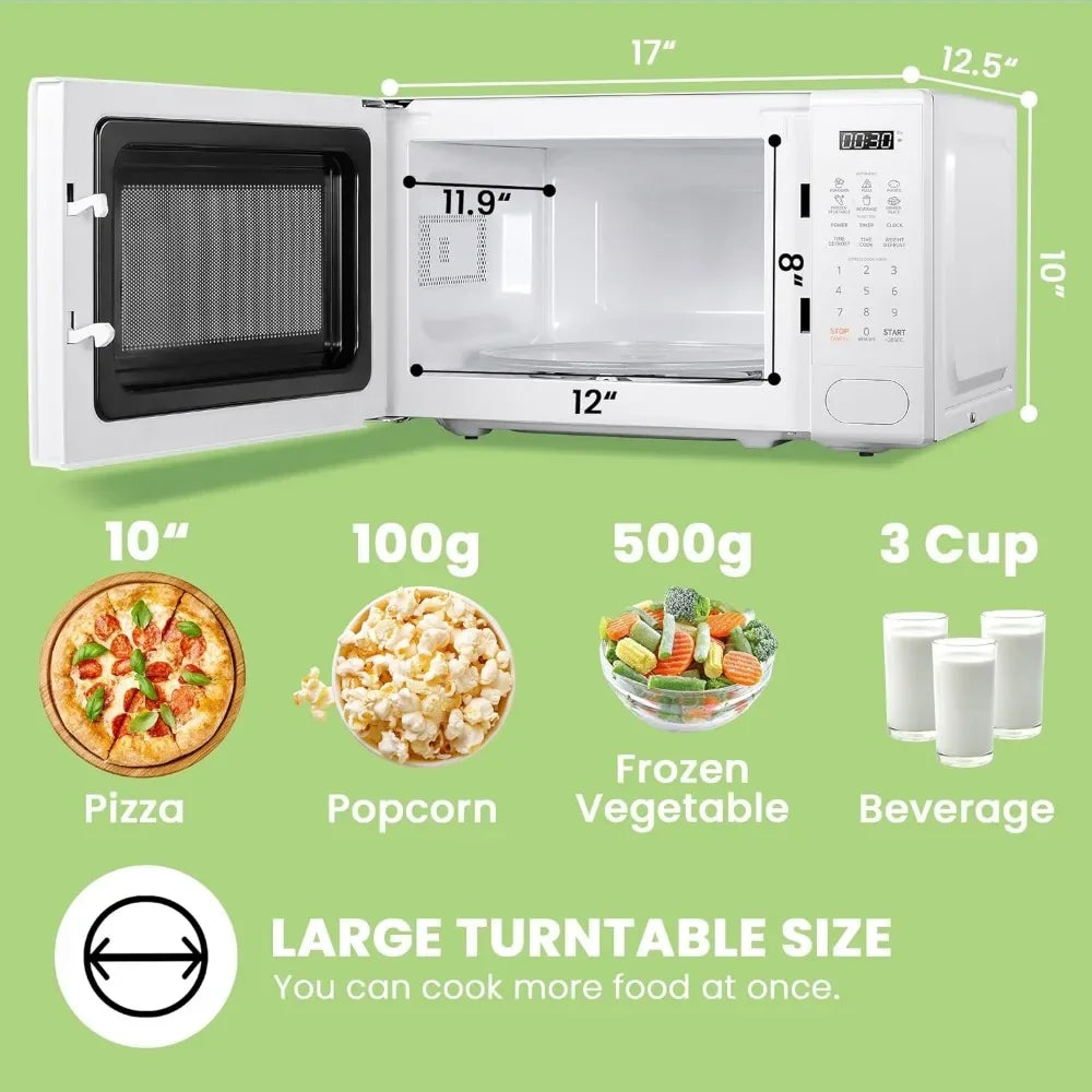L # Retro Microwave Fast Multi-Stage Cooking, Turntable Reset Function Kitchen Timer