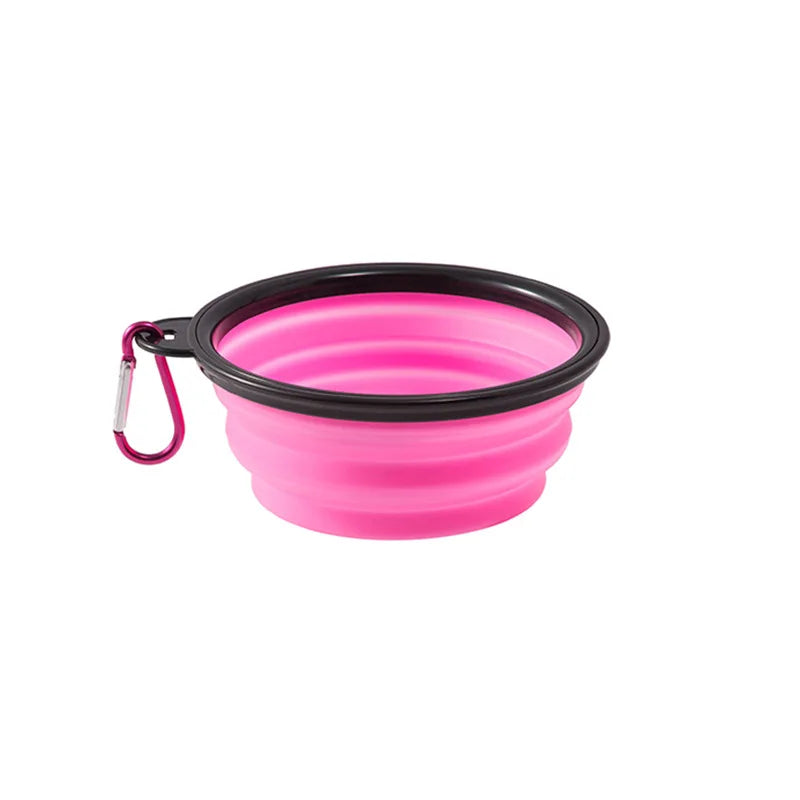 Collapsible Pet Silicone Dog Food Water Bowl Portable Folding Dishes with Carabiner