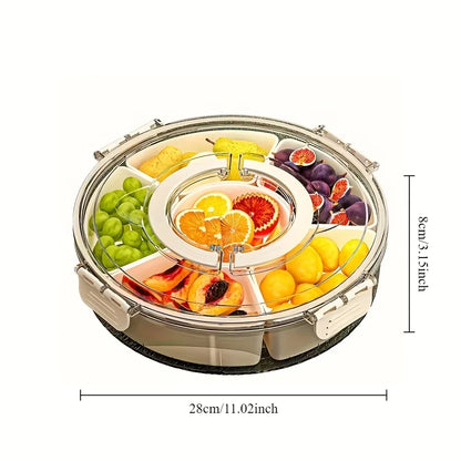 6 Compartment Rotating Transparent Divided Snack Food Storage Container