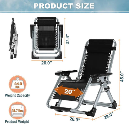 Zero Gravity Chair, Premium Outdoor Lawn Folding Adjustable Reclining Patio Chairs