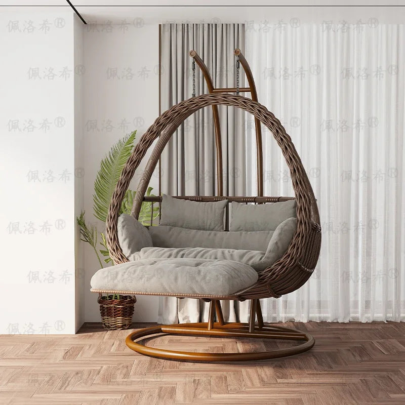 Hanging basket rattan courtyard double swing lazy chair