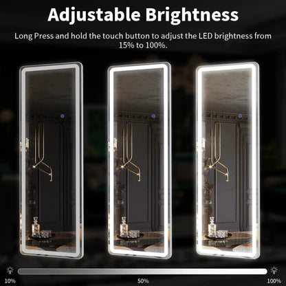63"x20" Full Length Body Mirror with stand and LED with Dimming.