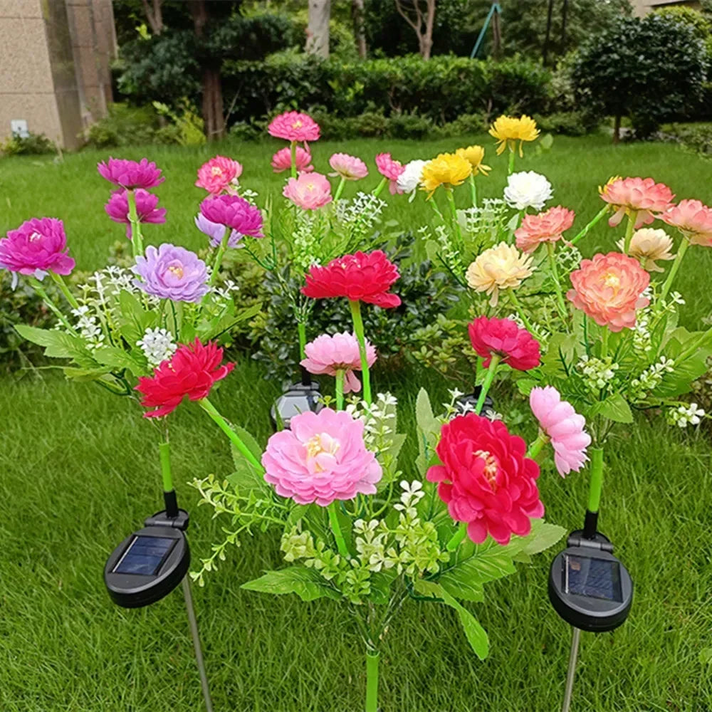 Solar Garden Light Snow Lotus Flower Lawn Lamp for Yard Patio Flower