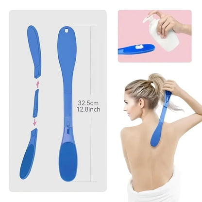 Foldable Back Bath Brush Long Handle Body Scrubber Easy Reach Back Shower