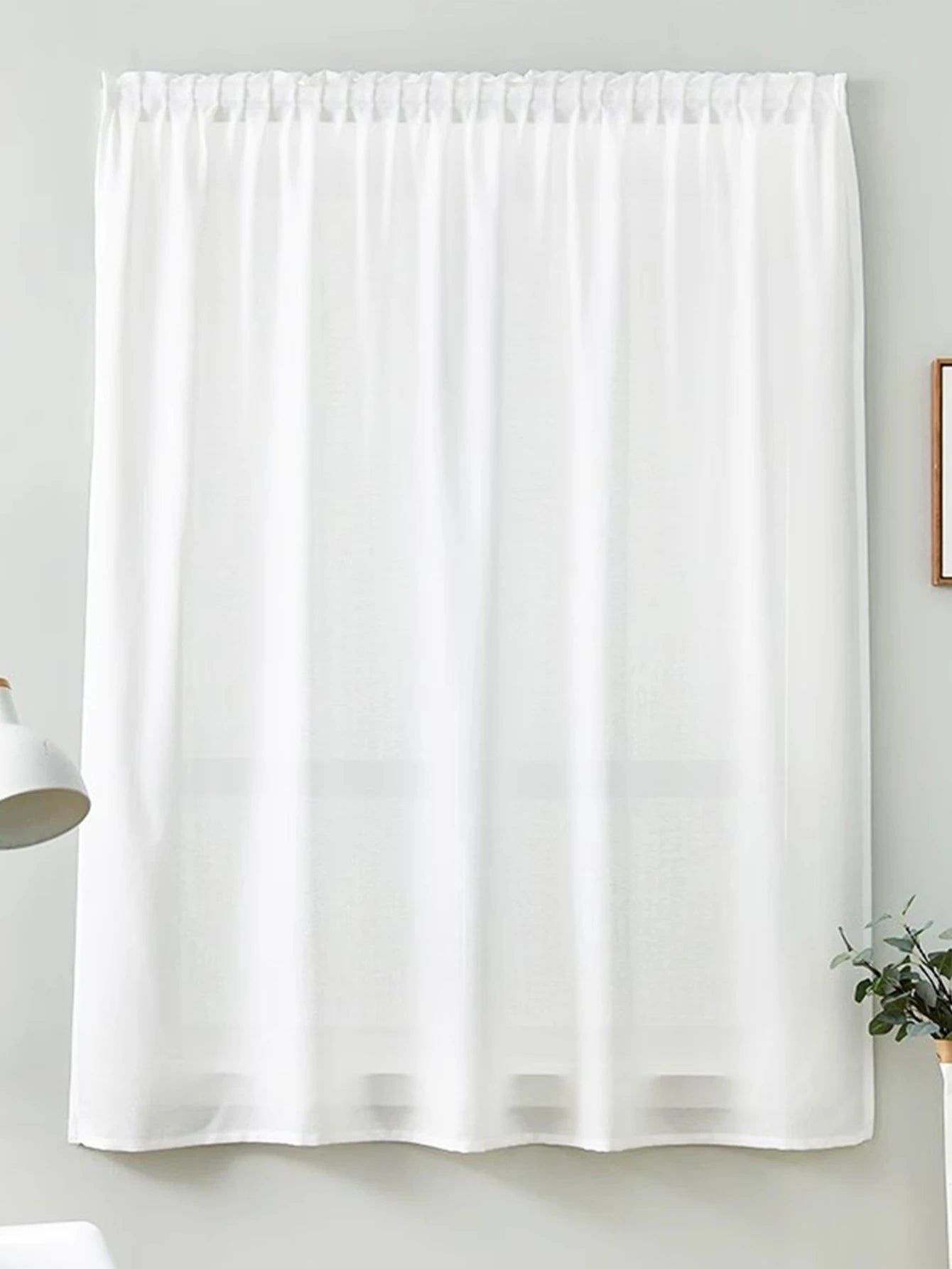 No Drill Magic Tape  white curtains  Daily White Simple Solid Color  Hook-and-Loop Fastener sheer curtains