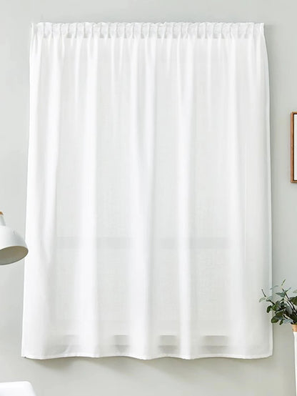 No Drill Magic Tape  white curtains  Daily White Simple Solid Color  Hook-and-Loop Fastener sheer curtains