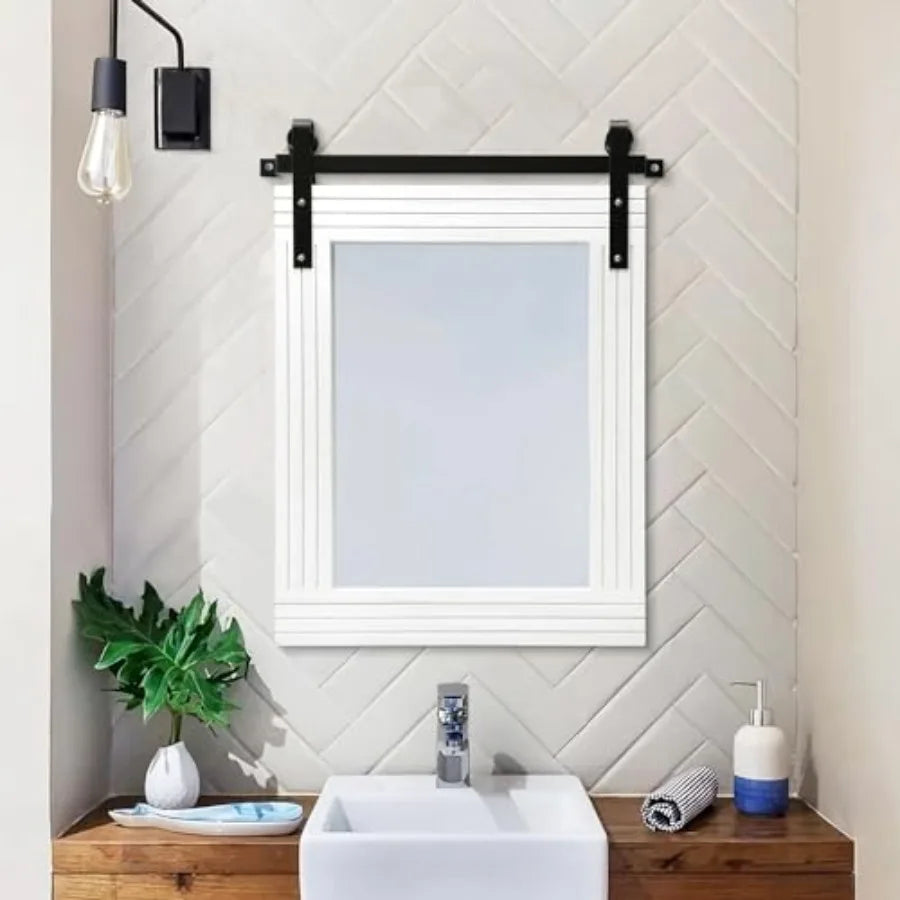 Wood Framed Mirror Rectangle Farmhouse Wall Mirror Decor for Bathroom Bedroom Living Room Entryway 20"x16