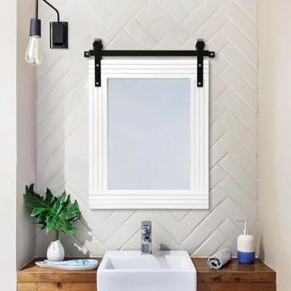 Wood Framed Mirror Rectangle Farmhouse Wall Mirror Decor for Bathroom Bedroom Living Room Entryway 20"x16