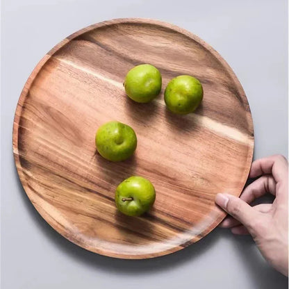 Dish10/15/20/25cm Wooden Round Serving Platter Tray