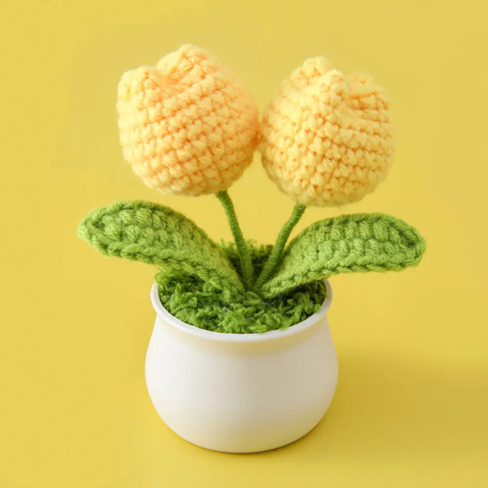 Hand-knitted Sunflower Tulip Crochet Flowers Potting