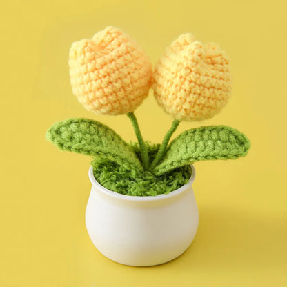 Hand-knitted Sunflower Tulip Crochet Flowers Potting