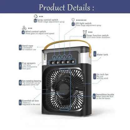 3 In 1 New Fan Air Conditioner Household Small Air Cooler LED Night Light Portable Humidifier