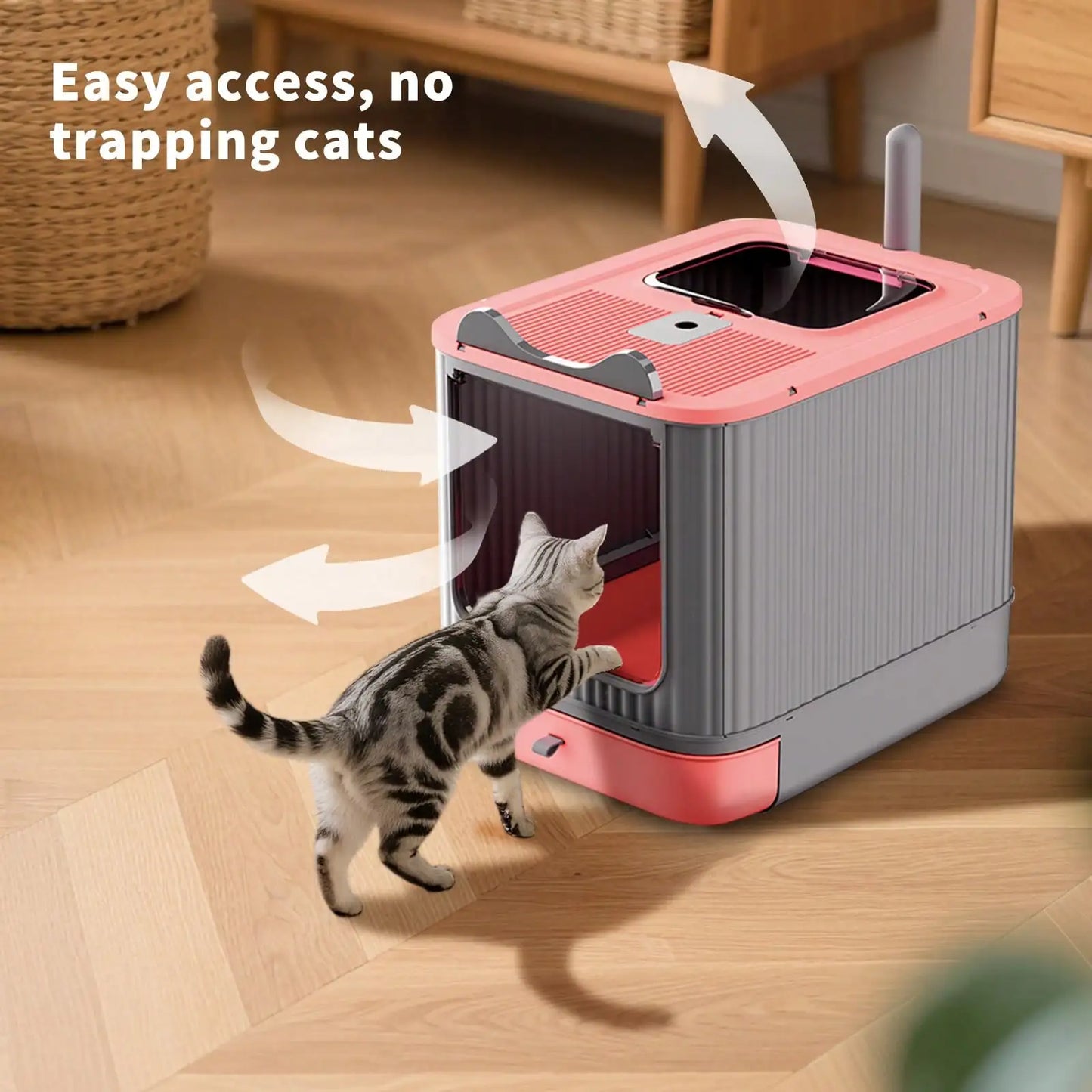 Foldable Cat Litter Box, Fully Enclosed Litter Box with Lid, Covered Enclosure with Scoop, Odor Control, Easy to Clean