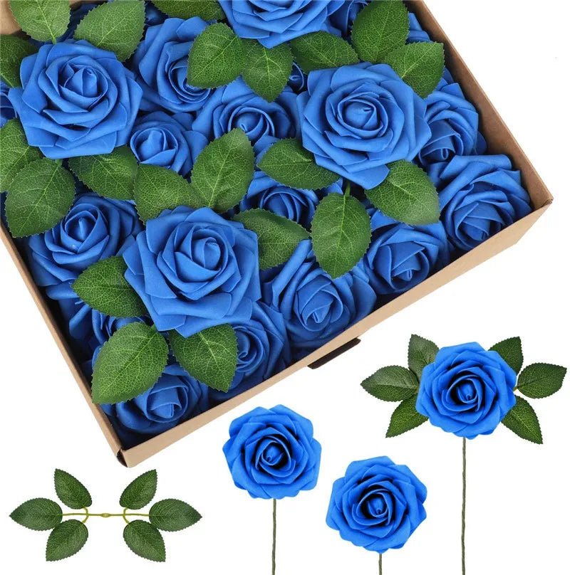 10~100pcs Rose Artificial Flowers Foam Fake Roses Wedding Bouquets Centerpieces
